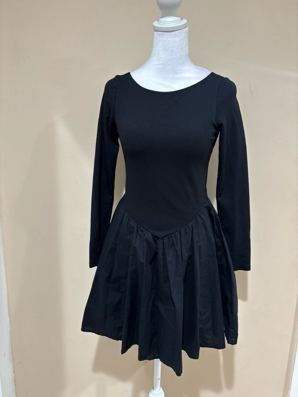 American Eagle Outfitters Black Long-Sleeve Fit-and-Flare Dress
